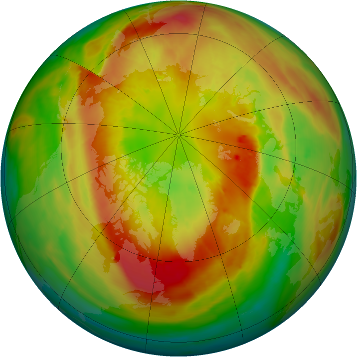 Arctic ozone map for 09 March 2015